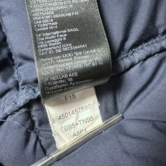 The North Face Metropolis Long Hooded Down Puffer Coat Navy Sz M - Picture 8 of 10